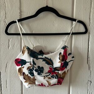 SHEIN White and Red Bustier Crop Camisole